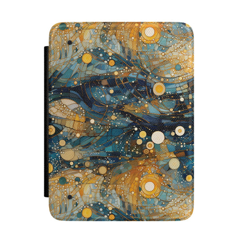 Blue and gold mosaic Kindle Paperwhite case with tessellated shards front cover — Atelier Byzantine abstract gift