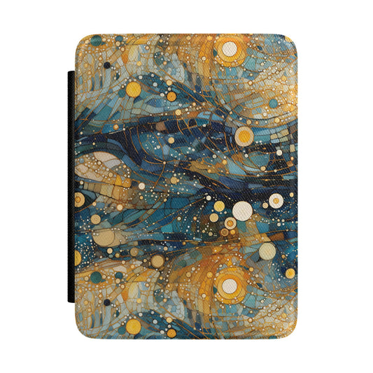 Blue and gold mosaic Kindle Paperwhite case with tessellated shards front cover — Atelier Byzantine abstract gift