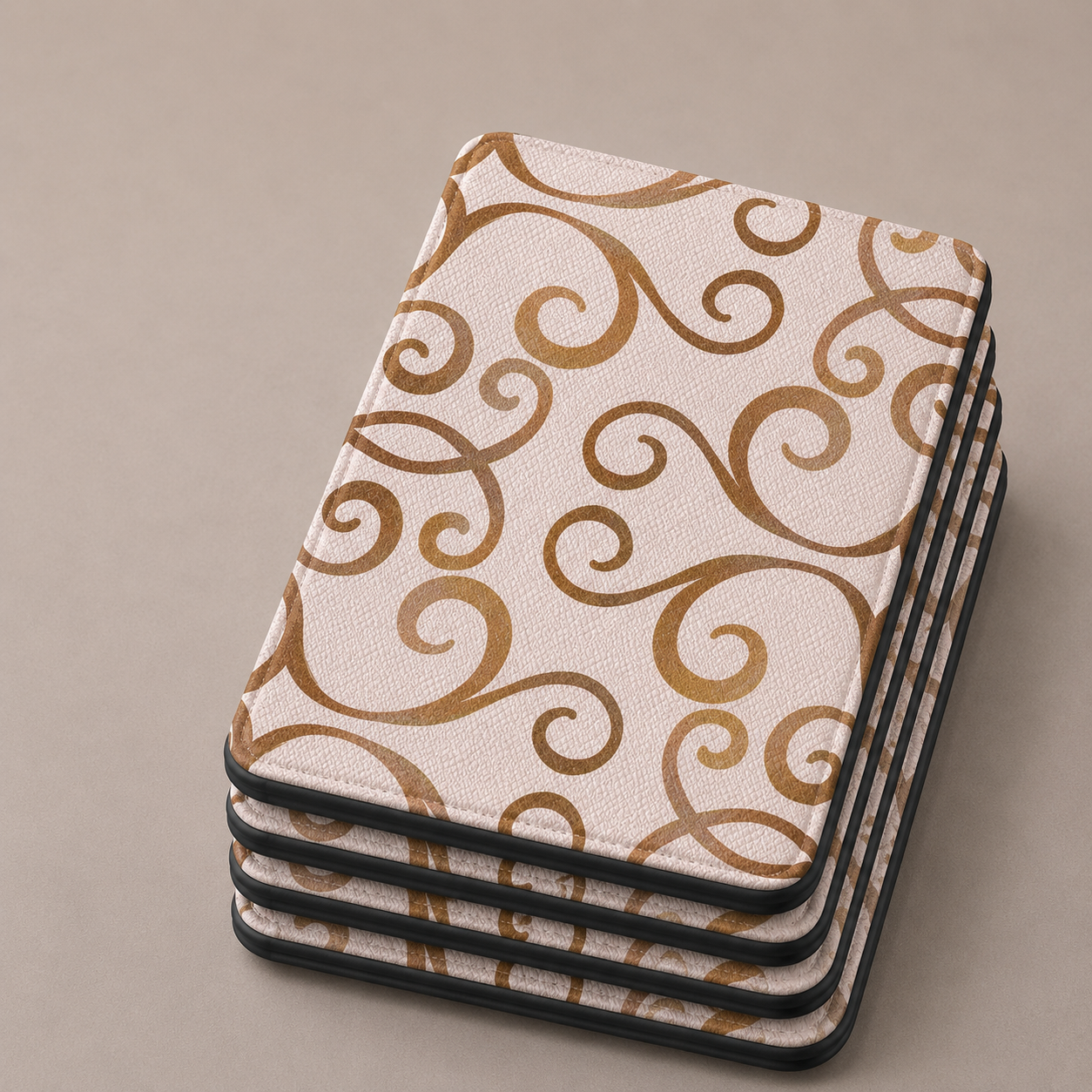 Gold filigree Kindle case with elastic hand strap — Maison Noir blush scrollwork