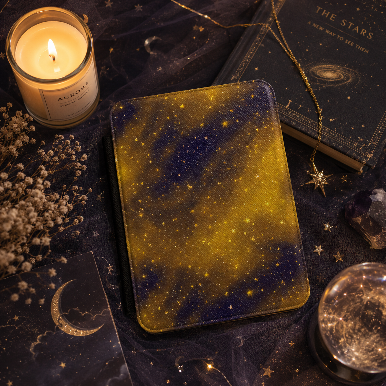 Golden galaxy Kindle case — additional view