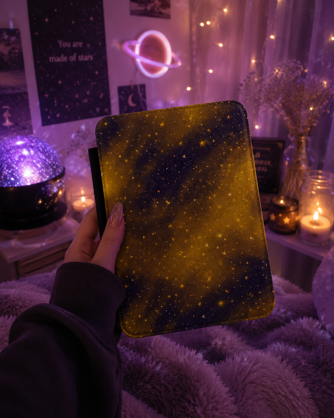 Golden galaxy Kindle case — additional view