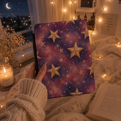 Golden stars galaxy Kindle case — additional view