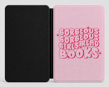 Gorgeous Girls Read Books Kindle case open showing e-ink Kindle on right interior panel