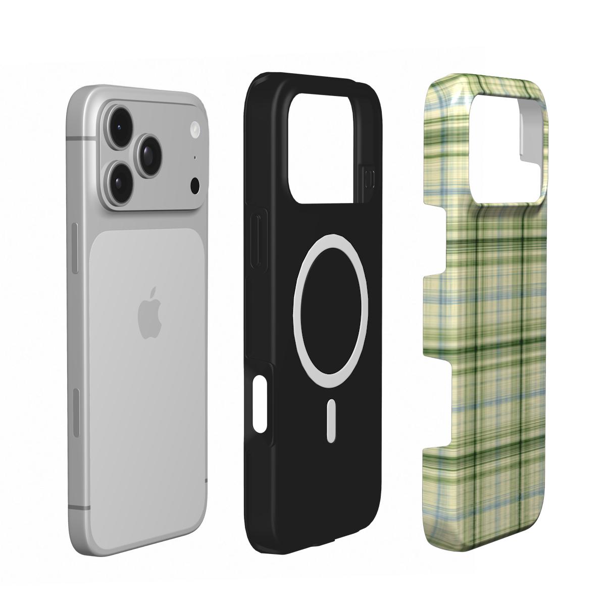 Green Tartan phone case – MagSafe iPhone case, layer view