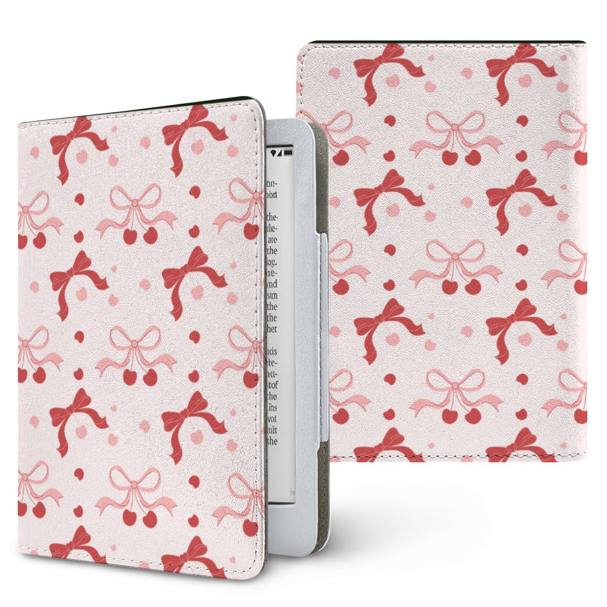 Cherry Bows Kindle case — cherry coquette, printed front and back