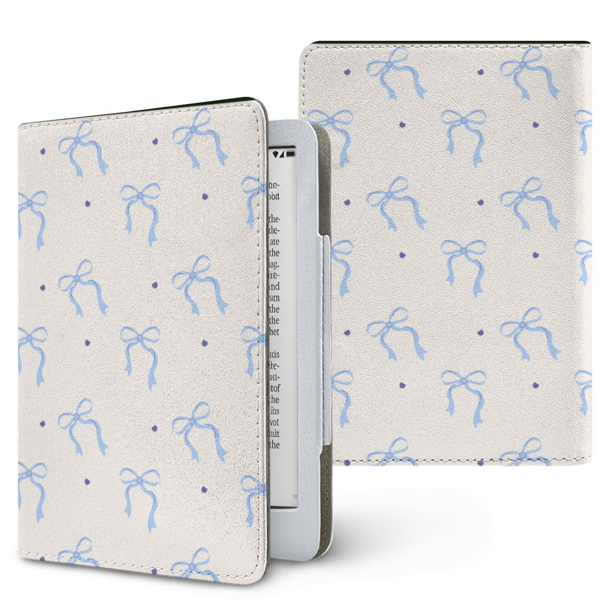 Blue Bow Kindle case — blue coquette, printed front and back