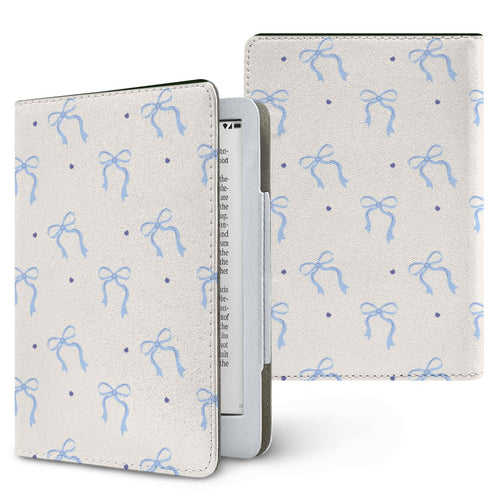 Blue Bow Kindle case — blue coquette, printed front and back