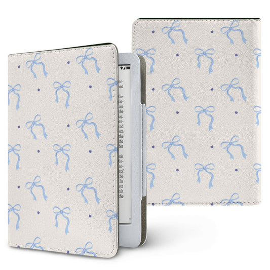Blue Bow Kindle case — blue coquette, printed front and back