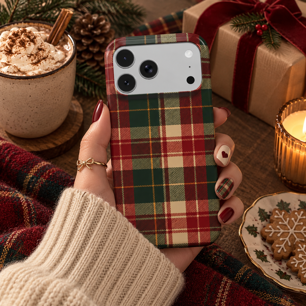 Holiday Tartan phone case – MagSafe iPhone case, styled photo