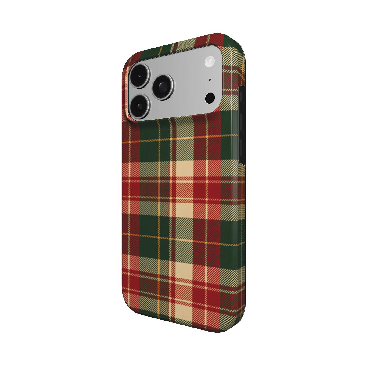 Holiday Tartan phone case – MagSafe iPhone case, detail view
