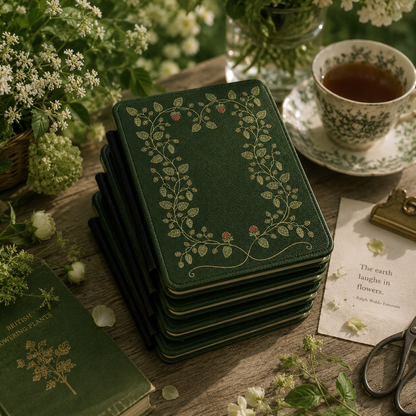 Close-up of Hop Vine Wreath Saffiano Kindle case