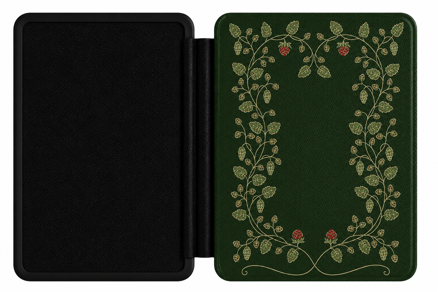 Hop Vine Wreath Kindle case front cover — botanical hop vine wreath print