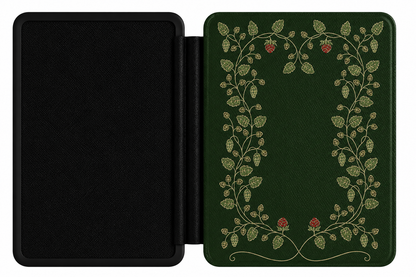 Hop Vine Wreath Kindle case front cover — botanical hop vine wreath print