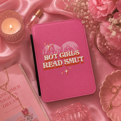Hot Girls Read Smut Kindle case shown at an angle