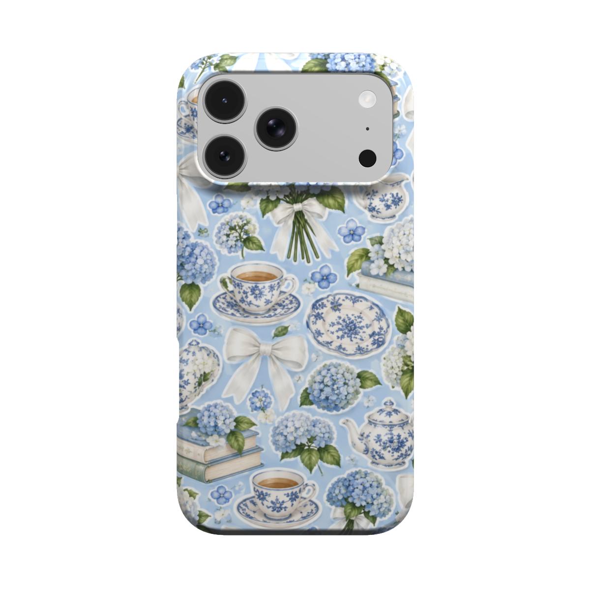 Hydrangea Tea Party phone case – MagSafe iPhone case, front view