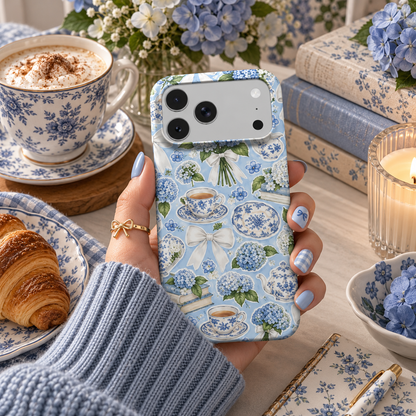 Hydrangea Tea Party phone case – MagSafe iPhone case, styled photo