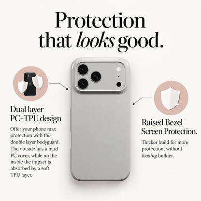 Dual-layer MagSafe phone case – hard polycarbonate shell over a TPU liner, with a raised bezel