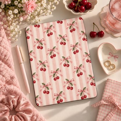 Cherry Bow Stripe - Apple iPad Case