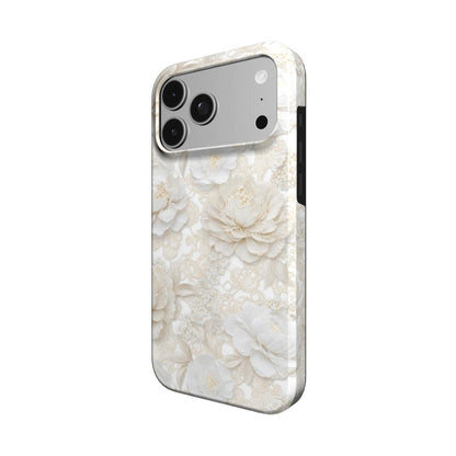 Ivory Lace Peony phone case – MagSafe iPhone case, detail view