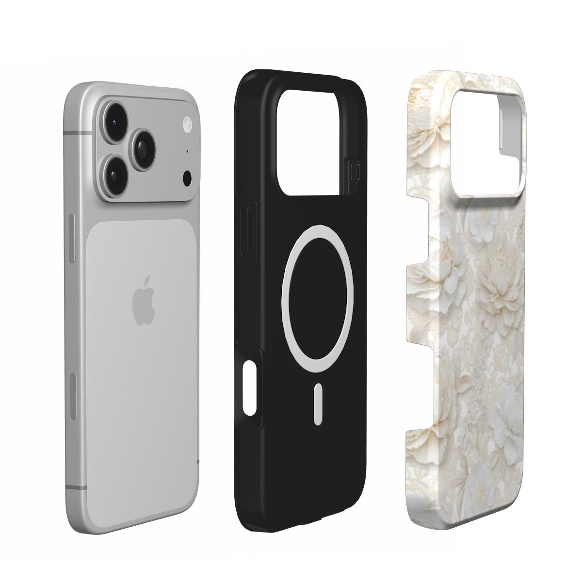 Ivory Lace Peony phone case – MagSafe iPhone case, second detail view