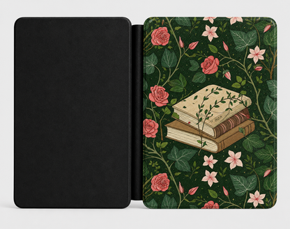 Close-up of Ivy and Roses Saffiano Kindle case