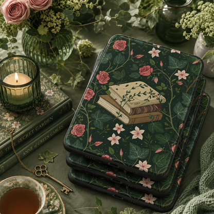 Ivy and Roses Kindle case front cover — botanical floral print
