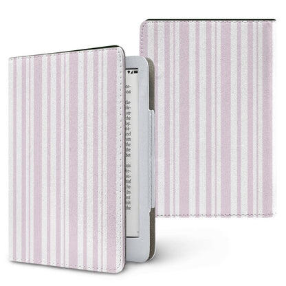 Blush Ticking Stripe Kindle case — pink stripe, printed front and back
