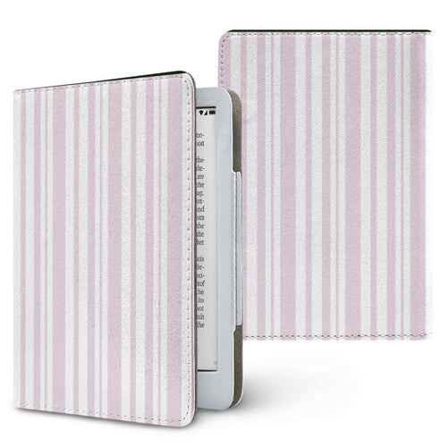 Blush Ticking Stripe Kindle case — pink stripe, printed front and back
