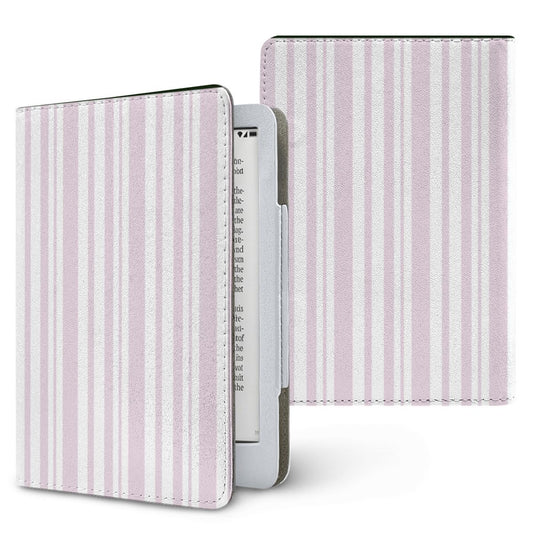 Blush Ticking Stripe Kindle case — pink stripe, printed front and back