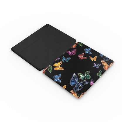 Jeweled butterfly iPad case with the Apple Pencil charging in its cutout