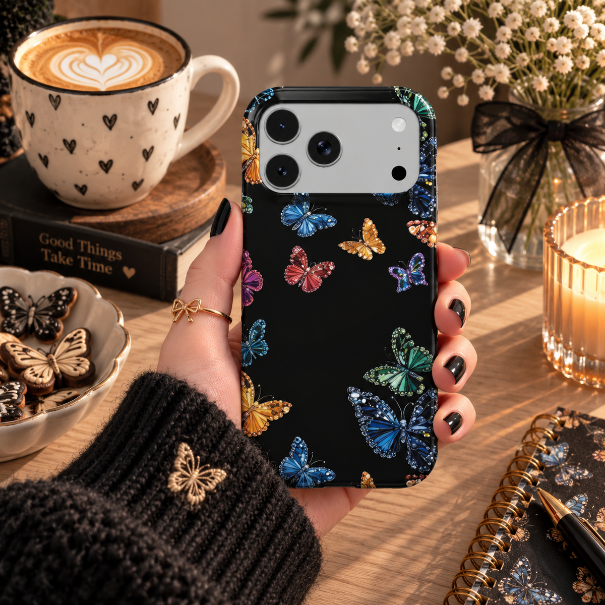 Jeweled Butterfly phone case – MagSafe iPhone case, styled photo