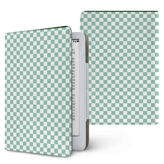 Sage Check Kindle case — sage green check, printed front and back