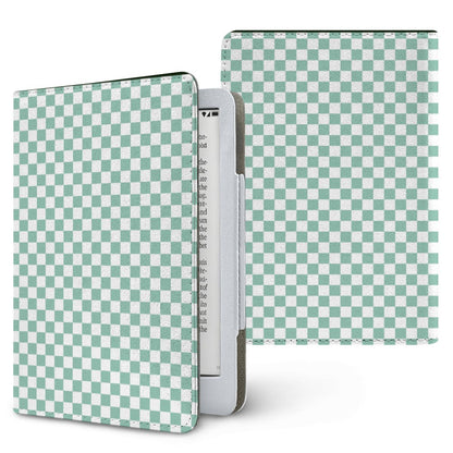 Sage Check Kindle case — sage green check, printed front and back