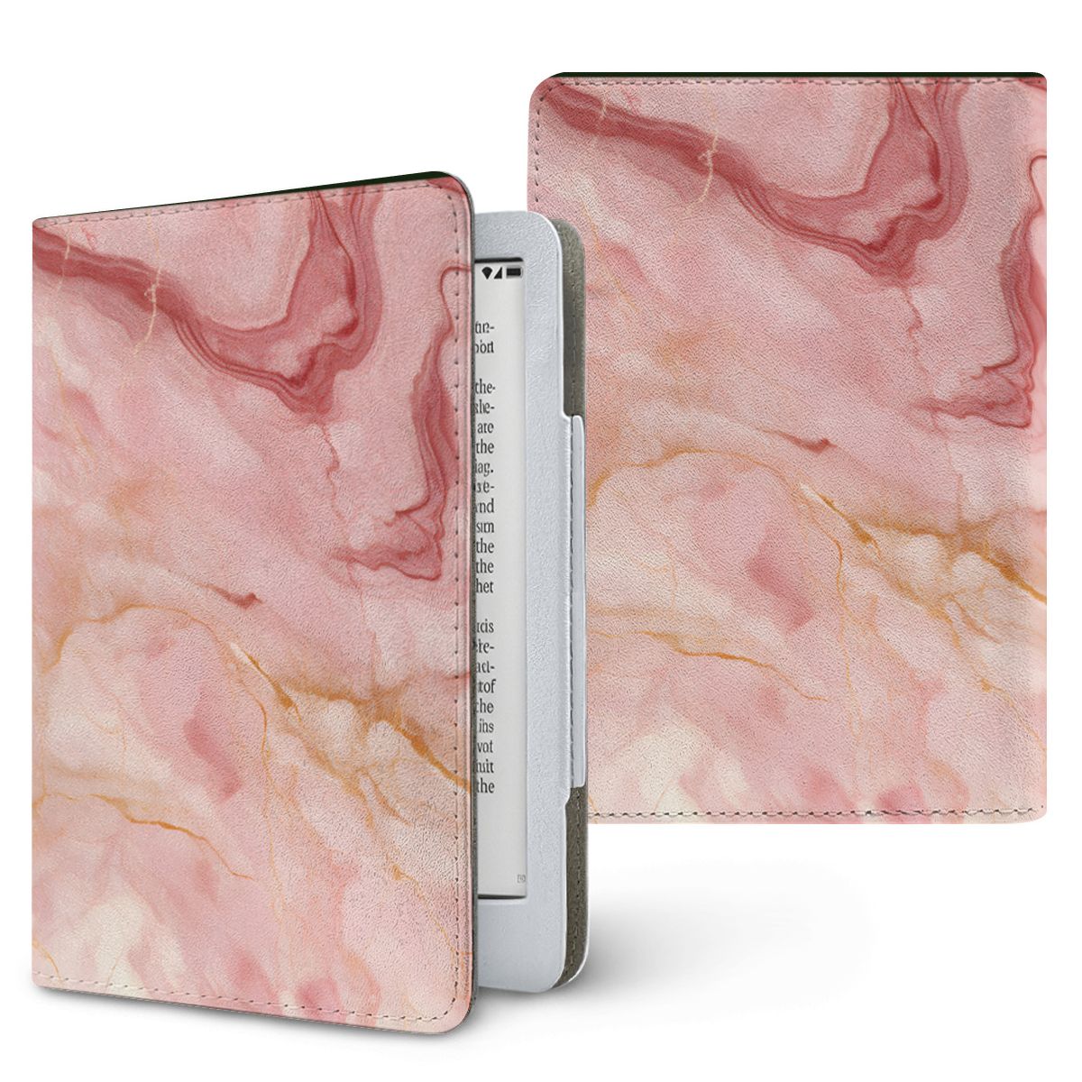 Rose Marble Kindle case — pink marble, printed front and back