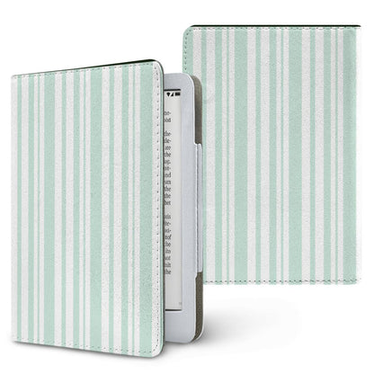 Mint Ticking Stripe Kindle case — mint stripe, printed front and back