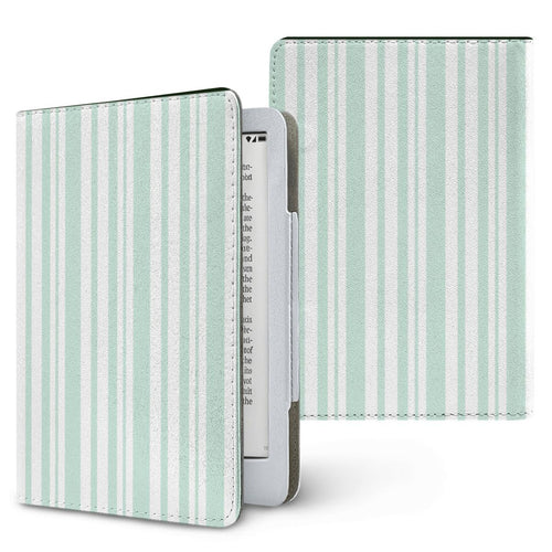 Mint Ticking Stripe Kindle case — mint stripe, printed front and back