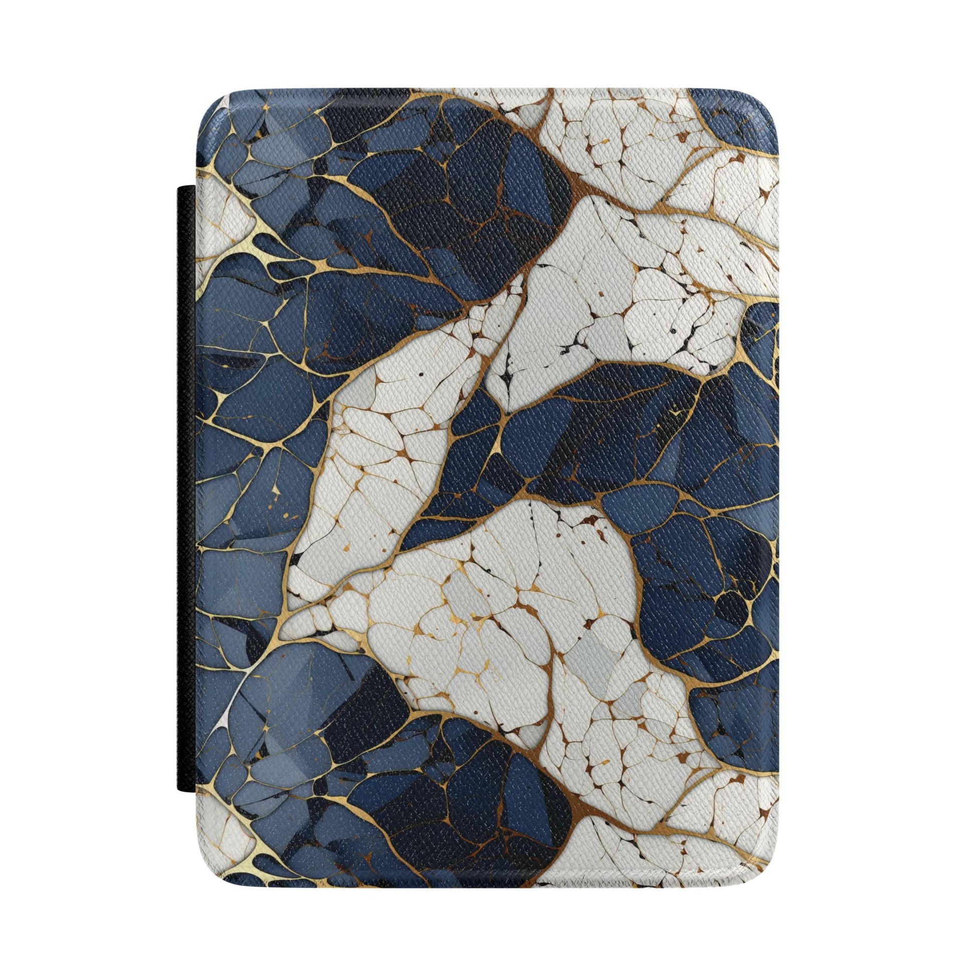 Navy and cream marble Kindle Paperwhite case with gold kintsugi veining front cover — Maison Noir gift