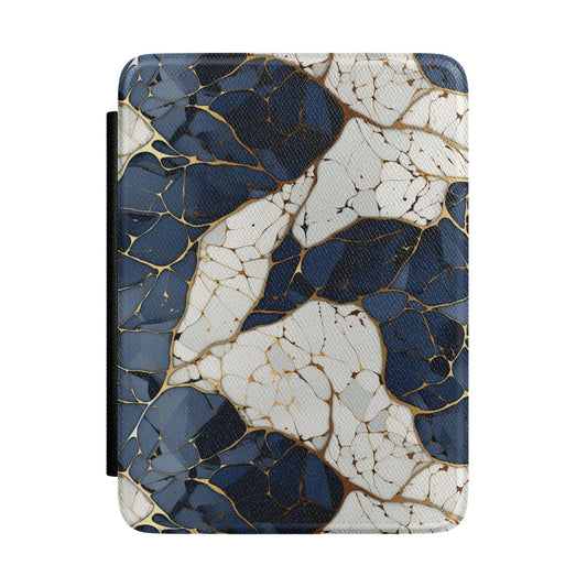 Navy and cream marble Kindle Paperwhite case with gold kintsugi veining front cover — Maison Noir gift