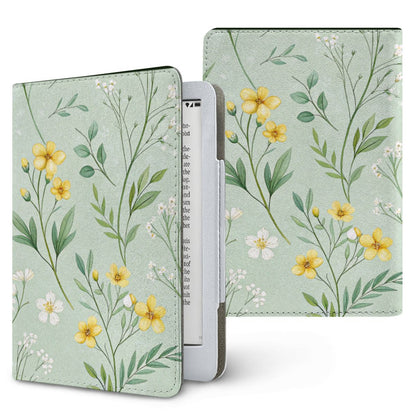 Buttercup Meadow Kindle case — sage floral, printed front and back