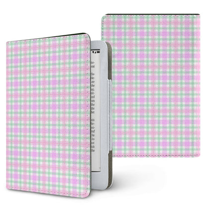 Pastel Gingham Kindle case — pastel check, printed front and back