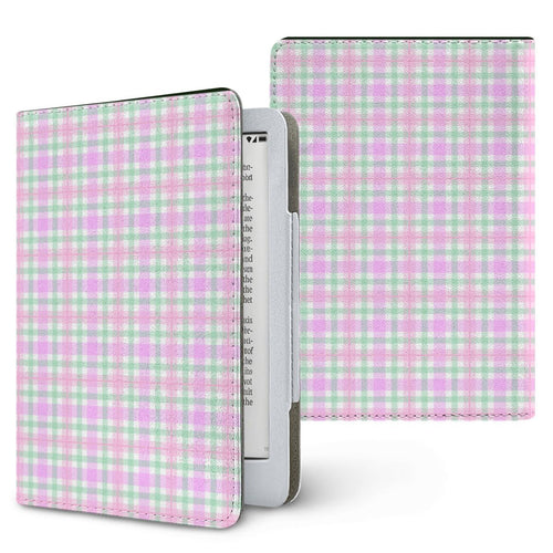 Pastel Gingham Kindle case — pastel check, printed front and back