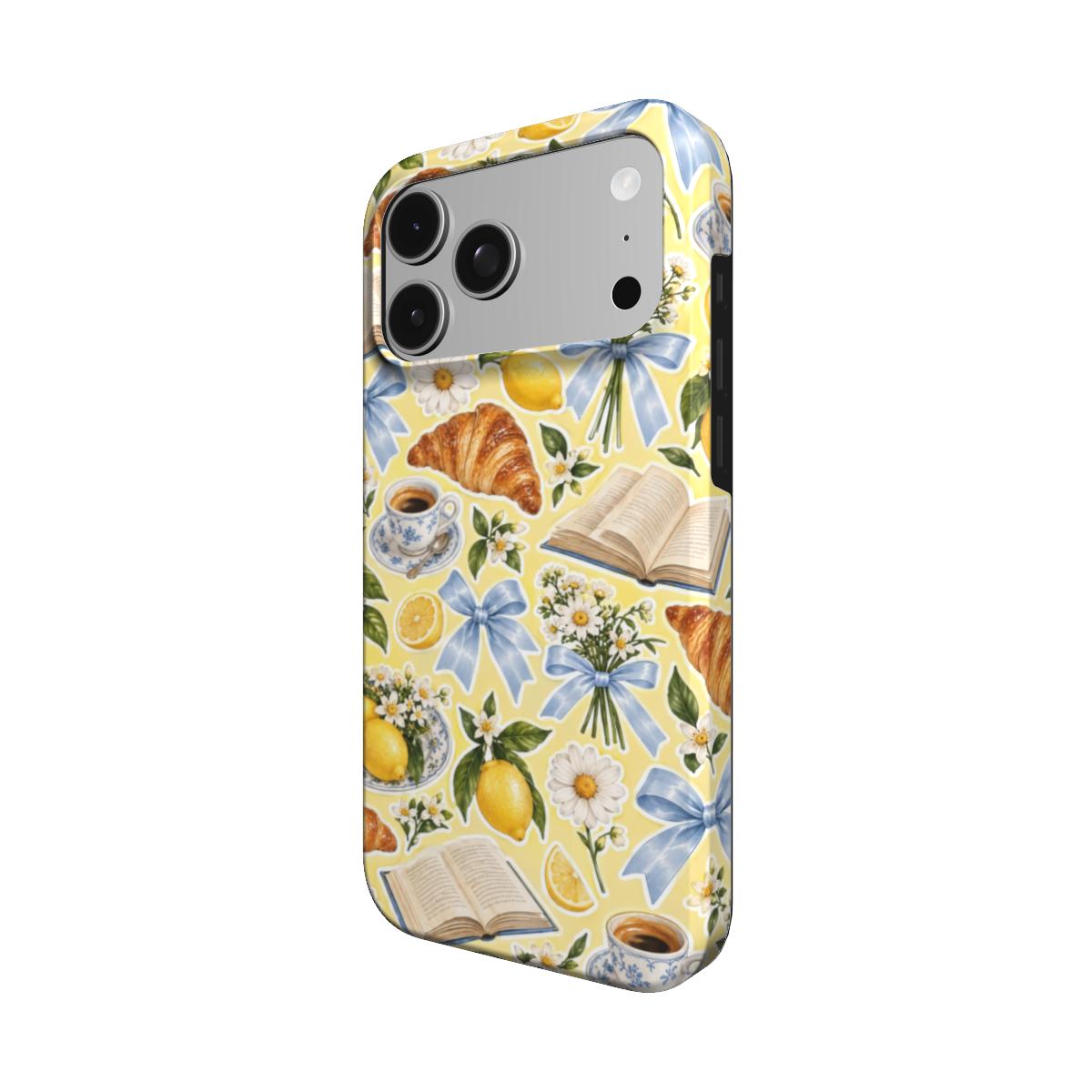 Lemons & Croissants phone case – MagSafe iPhone case, detail view