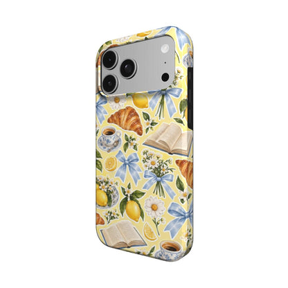 Lemons & Croissants phone case – MagSafe iPhone case, detail view