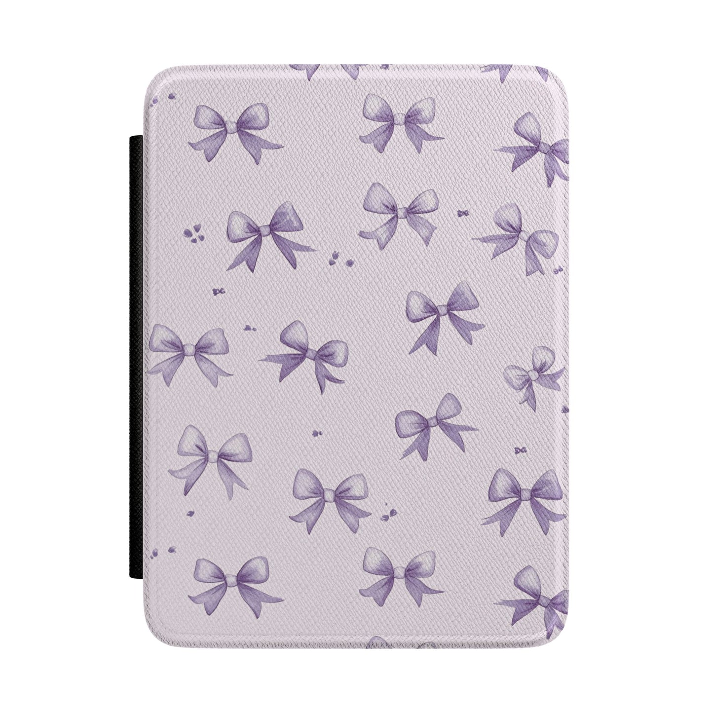 Lilac bow print Kindle Paperwhite case front cover — Coquette Reader ribbon gift for book lovers