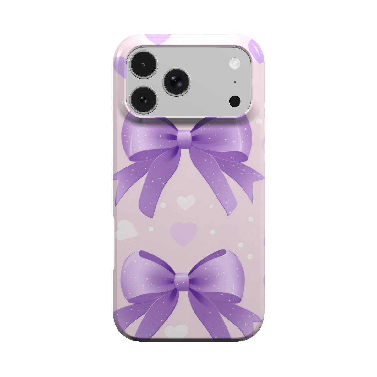 Lilac Bows & Hearts phone case – MagSafe iPhone case, front view
