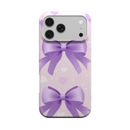 Lilac Bows & Hearts phone case – MagSafe iPhone case, front view