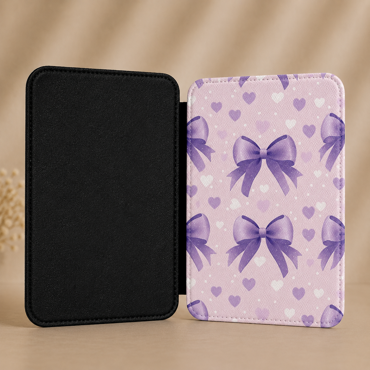 Pale lilac bows and hearts Kindle Paperwhite case — Coquette Reader gift for her
