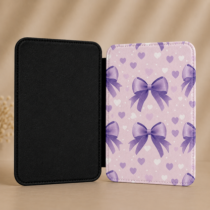 Pale lilac bows and hearts Kindle Paperwhite case — Coquette Reader gift for her