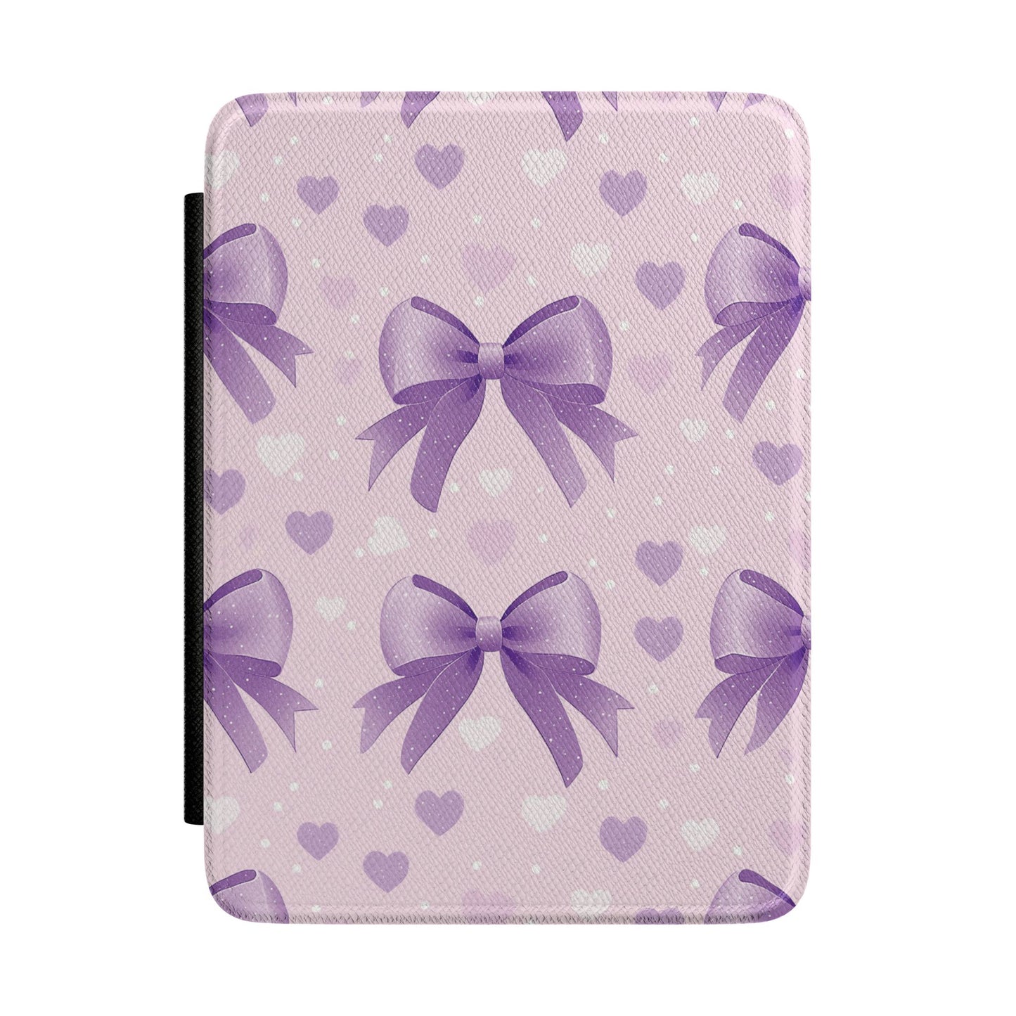 Lilac bows and hearts Kindle Paperwhite case front cover — Coquette Reader gift for her