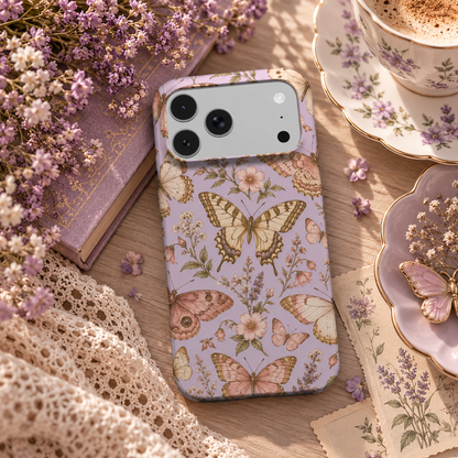 Lilac Butterfly phone case – MagSafe iPhone case, lifestyle photo